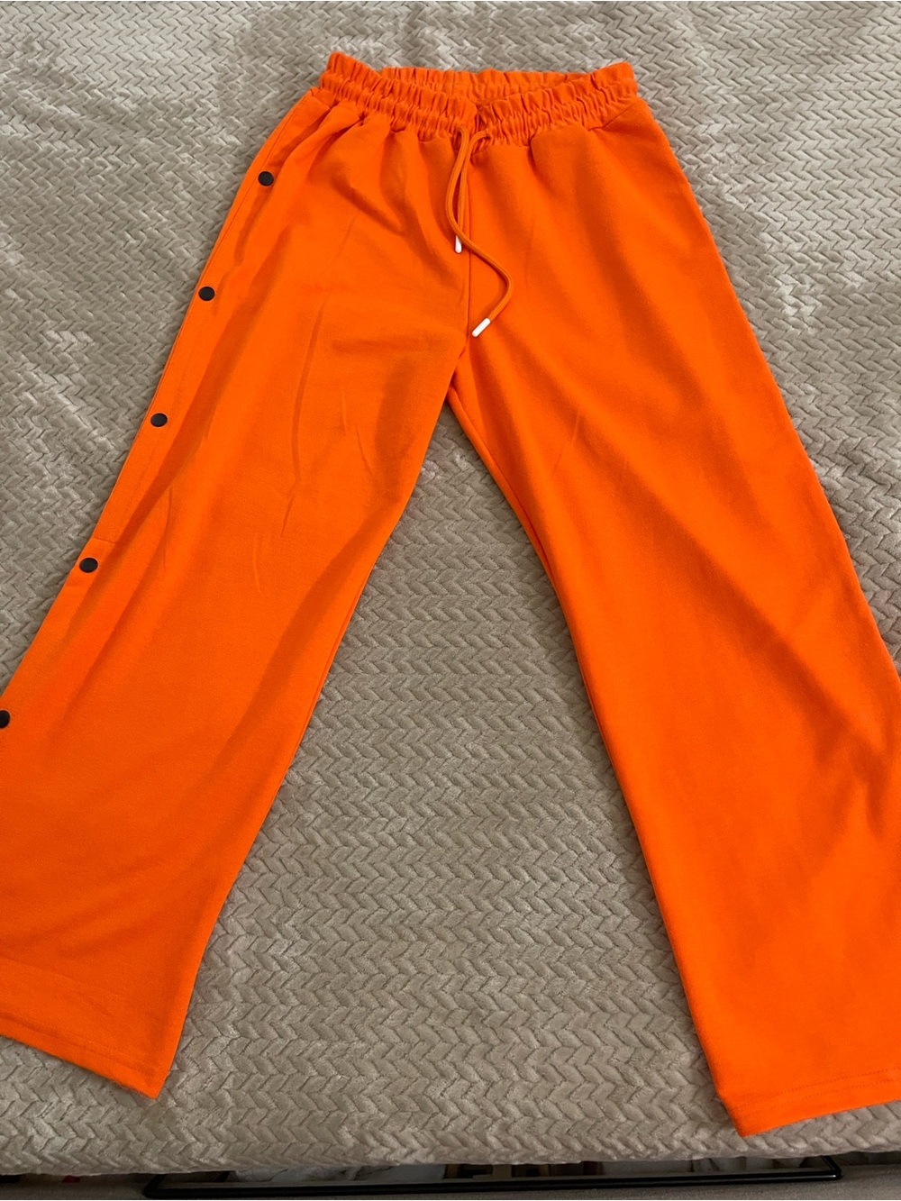 Bright Orange Snap-Side Lounge Pants